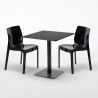 Table carrée noire 70x70 avec 2 chaises colorées Ice Kiwi 