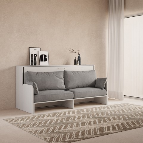 Canapé-lit escamotable gain de place blanc avec matelas Kando Sofà MBF Promotion