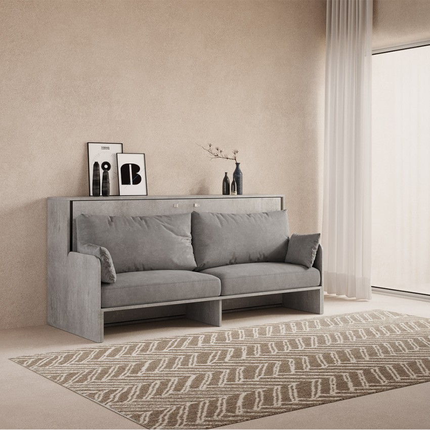 Lit escamotable avec canapé gris matelas simple Kando Sofà MCM Promotion Lit escamotable avec canapé gris matelas simple Kando Sofà MCM Promotion