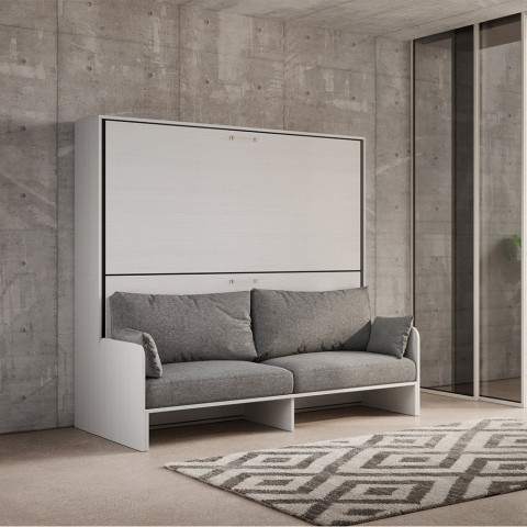 Lit superposé escamotable avec canapé blanc gain de place Kando Sofà 2MBF Promotion