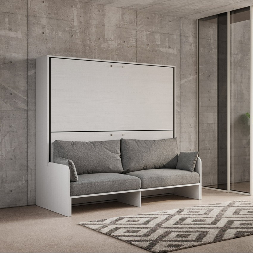 Lit superposé escamotable avec canapé blanc gain de place Kando Sofà 2MBF Promotion