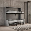Lit escamotable superposé avec canapé gris matelas Kando Sofà 2MCM Remises