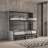 Lit escamotable superposé avec canapé gris matelas Kando Sofà 2MCM Remises