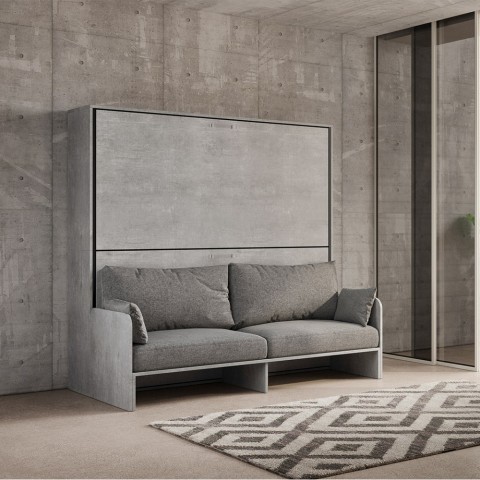 Lit escamotable superposé avec canapé gris matelas Kando Sofà 2MCM Promotion