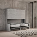 Lit escamotable superposé avec canapé gris matelas Kando Sofà 2MCM Choix
