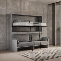 Lit escamotable superposé avec canapé gris matelas Kando Sofà 2MCM Réductions