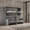 Lit escamotable superposé avec canapé gris matelas Kando Sofà 2MCM Réductions