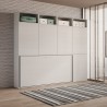 Lit simple escamotable horizontal avec matelas, armoire et bibliothèque Kando B Réductions