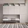 Lit simple escamotable horizontal avec matelas, armoire et bibliothèque Kando B Remises