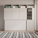 Lit simple escamotable horizontal avec matelas, armoire et bibliothèque Kando B Choix