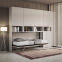 Lit escamotable gain de place horizontal matelas simple blanc Kando C Promotion