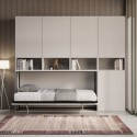 Lit escamotable gain de place horizontal matelas simple blanc Kando C Remises