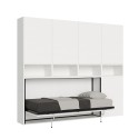 Lit escamotable gain de place horizontal matelas simple blanc Kando C Vente