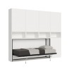 Lit escamotable gain de place horizontal matelas simple blanc Kando C Vente
