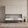 Lit escamotable horizontal avec armoire blanc Kando D Remises
