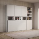 Lit escamotable blanc avec matelas simple horizontal gain de place Kando E Réductions