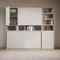 Lit escamotable blanc avec matelas simple horizontal gain de place Kando E Choix