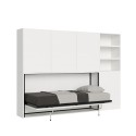 Lit escamotable simple horizontal avec bibliothèque blanc Kando F Vente