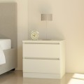 Table de chevet 2 tiroirs en bois blanc pour chambre à coucher moderne Harlene Promotion