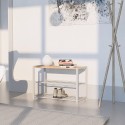 Meuble chaussures en bois et métal ouvert avec 2 étagères et 1 plateau 8 paires Amnes 