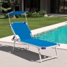 Transat de plage bain de soleil en aluminium avec pare-soleil Nettuno Vente