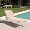 20 transats de plage bains de soleil en aluminium avec pare-soleil Nettuno Vente