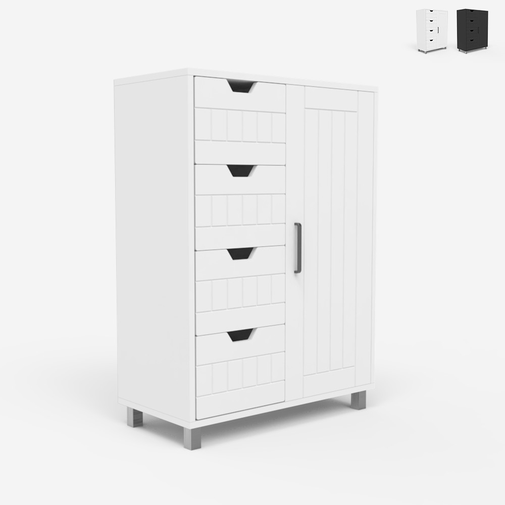 Meuble de salle de bain et chambre armoire 4 tiroirs 2 étagères Rendel