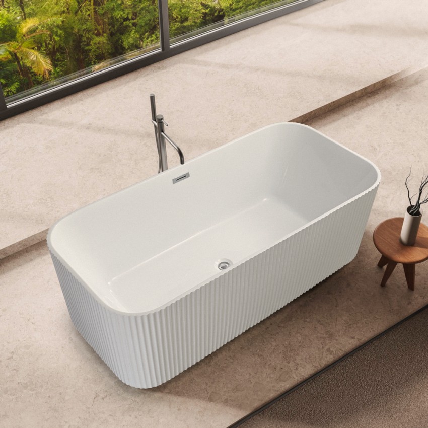 Baignoire rectangulaire blanche rainuré 170x75cm salle de bain Lemno Promotion Baignoire rectangulaire blanche rainuré 170x75cm salle de bain Lemno Promotion