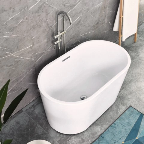 Baignoire moderne ovale en acrylique blanc 120x68 Kalamos Promotion