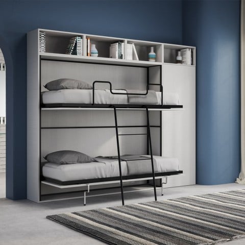 Lit superposé escamotable horizontal armoire gain de place Kando I Promotion