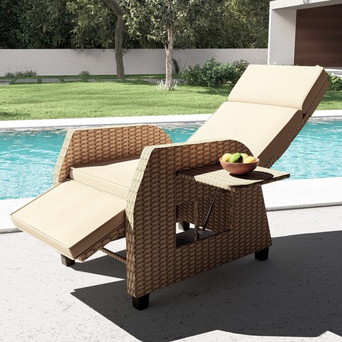 Fauteuil relax extérieur de jardin en rotin inclinable manuel Sanremo Promotion