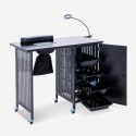 Table manucure esthéticienne aspirateur roues lampe blanc noir Klea Modèle