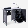 Table manucure esthéticienne aspirateur roues lampe blanc noir Klea Modèle