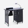 Table manucure esthéticienne aspirateur roues lampe blanc noir Klea Catalogue