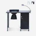 Table manucure esthéticienne aspirateur roues lampe blanc noir Klea Vente