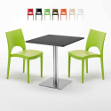 Table carrée noire 70x70 avec 2 chaises colorées Paris Rum Raisin Catalogue