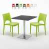 Table carrée noire 70x70 avec 2 chaises colorées Paris Rum Raisin Catalogue