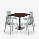 Ensemble Table Bois Métal Horeca 90x90cm 4 Chaises Design Empilables Dustin Restaurant Bar 