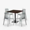 Ensemble Table Bois Métal Horeca 90x90cm 4 Chaises Design Empilables Dustin Restaurant Bar 