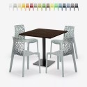 Ensemble Table Bois Métal Horeca 90x90cm 4 Chaises Design Empilables Dustin Restaurant Bar 