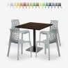 Ensemble Table Bois Métal Horeca 90x90cm 4 Chaises Design Empilables Dustin Restaurant Bar 