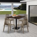 Ensemble Table Bois Métal Horeca 90x90cm 4 Chaises Design Empilables Dustin Restaurant Bar 