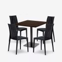 Ensemble Table Bois 90x90cm Horeca et 4 Chaises Empilables Poly RotinBar Restaurant Café Barrett 