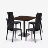 Ensemble Table Bois 90x90cm Horeca et 4 Chaises Empilables Poly RotinBar Restaurant Café Barrett 