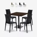 Ensemble Table Bois 90x90cm Horeca et 4 Chaises Empilables Poly RotinBar Restaurant Café Barrett Choix