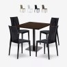 Ensemble Table Bois 90x90cm Horeca et 4 Chaises Empilables Poly RotinBar Restaurant Café Barrett Choix