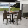 Ensemble Table Bois 90x90cm Horeca et 4 Chaises Empilables Poly RotinBar Restaurant Café Barrett Caractéristiques