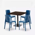 Ensemble Table Bois Métal 90x90cm Horeca et 4 Chaises Empilables Bar Restaurant Yanez 