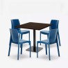 Ensemble Table Bois Métal 90x90cm Horeca et 4 Chaises Empilables Bar Restaurant Yanez 