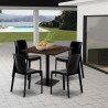 Ensemble Table Bois Métal 90x90cm Horeca et 4 Chaises Empilables Bar Restaurant Yanez 